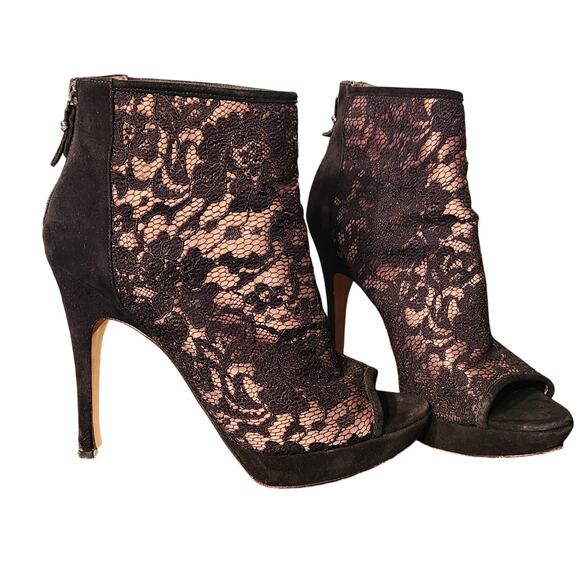 Via Spiga Size 8 Evanna Lace Peep Toe Booties - Picture 1 of 7